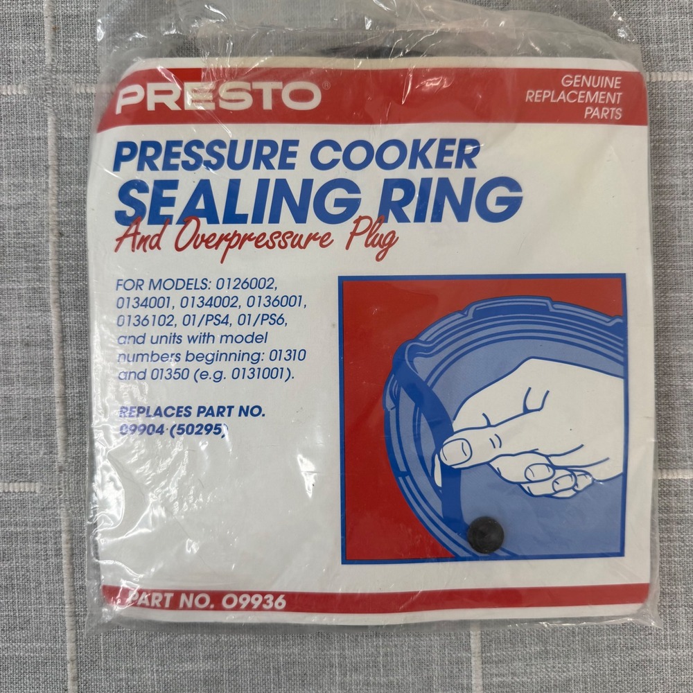 PRESTO 09936 Pressure Cooker Sealing Ring & Overpressure Plug for Presto